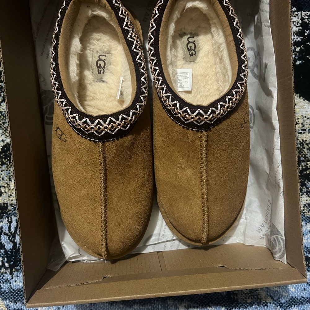 UGG Dakota Women's Tan Slippers with Patterned Trim